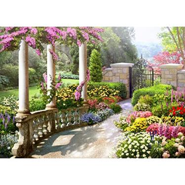 Imagem de BELECO Tecido de 1,5 x 0,9 m de fundo romântico para jardim secreto, flores coloridas florescendo, plantas verdes, flores de primavera, jardim, tema de jardim, decorações de festa, aniversário,