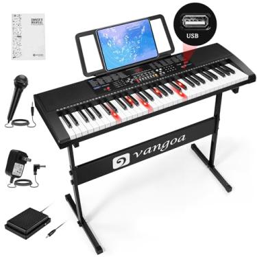 Imagem de Vangoa Teclado de piano para iniciantes, VGK6101 Teclado elétrico de 61 teclas, teclado de música portátil com teclas iluminadas para crianças, adolescentes e adultos, com microfone de pedal, USB,