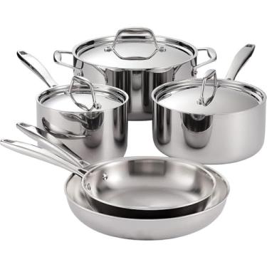 Imagem de HJZSZX Conjunto de panelas de aço inoxidável de 8 peças, conjunto de panelas antiaderentes, utensílios de cozinha para eletrodomésticos, A, 8 peças