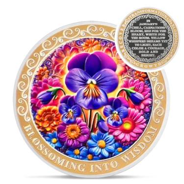 Imagem de Pretty February Birth Flower Sobriety Coin - Violeta 2 meses de nascimento Moedas de flor AA - Recovery Addiction NA AA Chips and Medalhões - 1-12 meses Narcóticos Alcoólicos Anônimos Presentes para