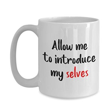 Imagem de Caneca de personalidade dividida - Let me to introduce my self - Caneca de café de cacau quente divertido - ideia de presente de aniversário