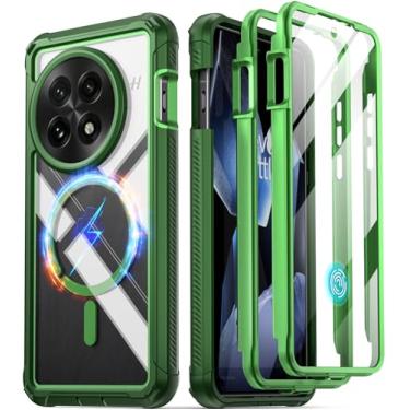 Imagem de Poetic Capa Guardian para OnePlus 13 5G, protetor de tela integrado [funciona com ID de impressão digital], [2 molduras frontais] capa transparente robusta à prova de choque de corpo inteiro, verde