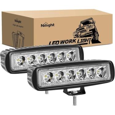 Imagem de Nilight - Barra de luz LED 15019S-B, 2 peças, 18 W, holofote de neblina, luzes off-road, luzes de barco, luz de trabalho SUV Jeep, 2 anos de garantia