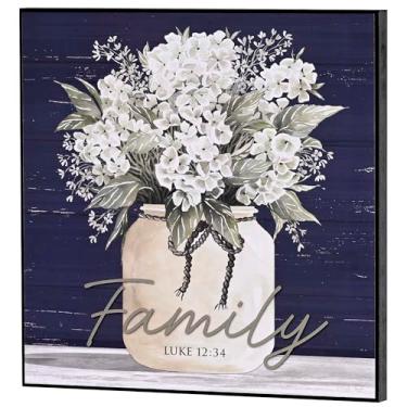 Imagem de Dicksons Family - Luke 12:34-12 polegadas Marinho e Branco MDF Placa de bloco de madeira para mesa ou parede