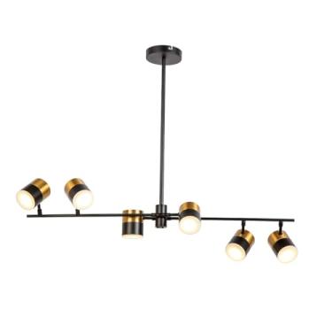 Imagem de Luminária Pendente Lustre Sala de Jantar Spot Preto e Dourado p/ 6 Lâmpadas GU10 LED (Dourado e Preto)