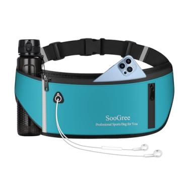 Imagem de SooGree Pochete fina para corrida, resistente, bolsa para dinheiro, para caminhadas, ciclismo, treino, academia, com alça ajustável, Azul, Esportivo