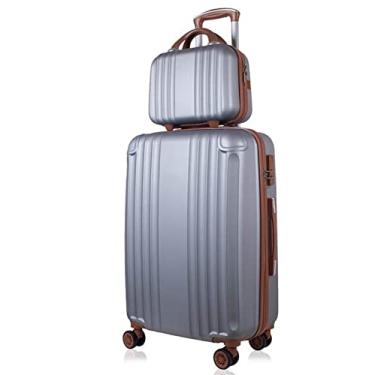 Imagem de Mala de transporte leve feminina conjunto de malas de viagem mala de viagem com rodinhas bolsas femininas com rodas mala de rodinhas mala de viagem mala rígida para viagem, Prata, 20"