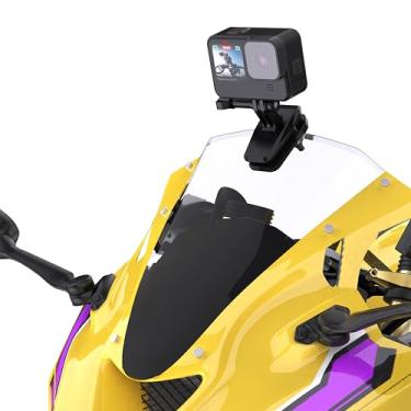 Imagem de Lupholue Suporte de clipe de para-brisa de motocicleta de liberação rápida compatível com GoPro Hero 13 12 11 10 9 8 7, Insta360 X4 X3 X2 X ONE RS R, DJI Osmo Action, Smartphone (não destacável)