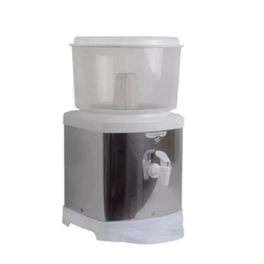 Imagem de Bebedouro de Água com Filtro em Inox com Base De Barro e Suporte Branco