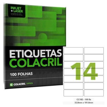 Imagem de Etiqueta Adesiva Carta CC182 33,9 x 101,6 mm 100 Folhas Cola - ColaCri