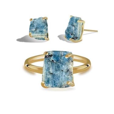 Imagem de Conjunto Apatita Canudo (Anel e Brincos) - Cristal Natural