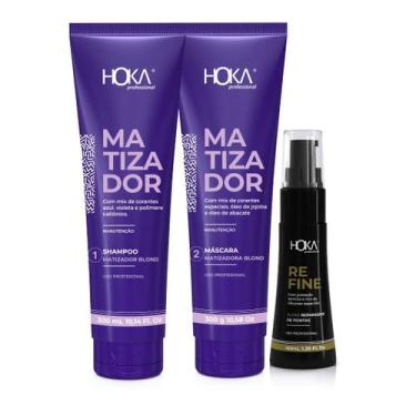 Imagem de Kit matizador blond cabelos loiros  gloss reparador de pontas hoka - H