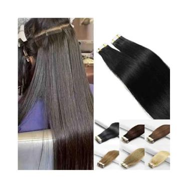 Imagem de Fita para extensão de cabelo Fita em extensões de cabelo cabelo humano, 16-26 polegadas 20pcs 50g fita de cabelo humano remy reto em extensões de pele sem costura extensões de fita de trama para mulhe