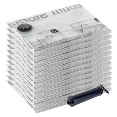 Imagem de Sacos de armazenamento a vácuo 12 sacos Jumbo, economia de espaço com bomba manual de viagem, sacos herméticos de compressão para roupas, roupas de cama, travesseiros, edredons, cobertores