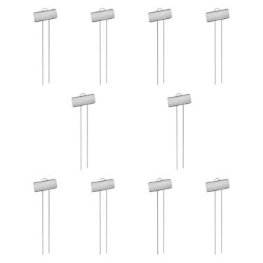 Imagem de Ioensy Tags de planta de metal 10x etiqueta de categoria de planta fácil de usar sinais de jardim à prova de ferrugem Plantando a estaca de mudas para, Prata