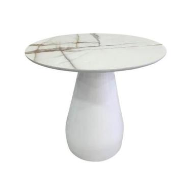 Imagem de Mesa de Jantar Cone Balonê Redonda 120 cm Tampo Marmorizado Calacata  