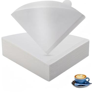 Imagem de Filtros de cone nº 4 para cafeteiras - papel resistente a rasgos, material sustentável, compatibilidade com 12 xícaras - Diga adeus aos grãos de café em sua bebida (300, branco)