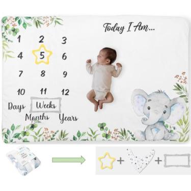 Imagem de Cobertor de Mêsversário Baby Milestone Little Dolphy - 60x40cm - Uniss