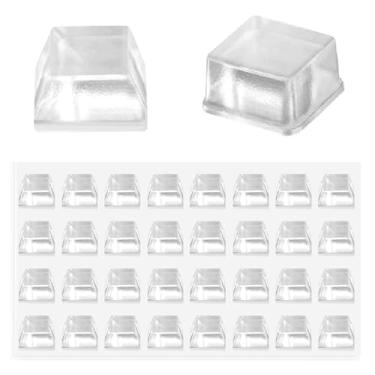Imagem de Rosaerpy 32 Peças De Borracha Para-Choques De Porta De Armário 3/4" Grande Quadrado Autoadesivo Antiderrapante Almofadas De Móveis Pés De Silicone Para Eletrônicos, Alto-Falantes, Equipamentos De Áu