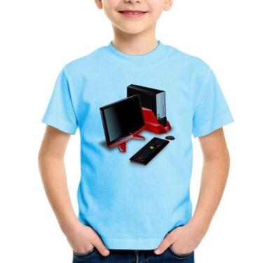 Imagem de Camiseta Infantil PC Gamer - Foca na Moda, Azul bebê, 14