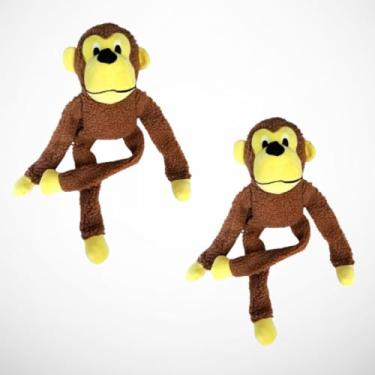 Imagem de KIT 2 MACACOS GRANDES DE PELÚCIA Brinquedo para Cachorro Mordedor Interativo com Apito