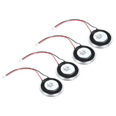 Imagem de uxcell 4 caixas de som pequenas de 2 W e 8 Ohm, caixa de metal, microímã interno, redondo, com fio terminal de 60 mm para mini alto-falantes, DVD, EVD, multimídia, portátil, máquina de publicidade