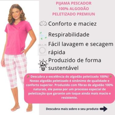 Imagem de Pescador Malha Algodao Estampada c/ Bolso 255027 - Cia Do Pijama, GG, 