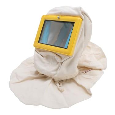 Imagem de Sandblaster Face Protector ABS Tampa de Capuz de Lente de Camada Dupla Com Xale para Jateamento de Areia Pintura Raspando a Estrutura Amarela