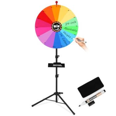 Imagem de GADFISH 24-inch Spinning Prize Wheel, Ajustable 37"-67" Height Spin Doodle Game Spinner, Storable Prize Wheel Spinner with Stand, Wheel of Fortune Game, 14 Colors