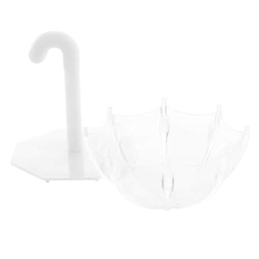 Imagem de Transparente 24pcs guarda -chuva de plástico elegante caixa de doces redondos de recipiente de casamento festeira de aniversário de aniversário branca (白)
