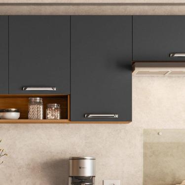 Imagem de Armário de Cozinha Aéreo 4 Portas e 1 Nicho Vegas Itatiaia Cinamomo/Grafite Intenso