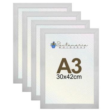 Imagem de Kit 4 Porta Retrato Molduras A3 30x42 Branco - Santamaria Molduras