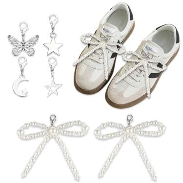 Imagem de Wshxjzyay Pingentes de sapato para tênis feminino pérolas, pingentes de renda para tênis pérolas, alfinetes de sapato para Sambas, Small, Metal Plástico, Sem Pedra Preciosa