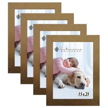 Imagem de Kit 4 Molduras Porta Retrato 15X21 Dourado - Santamaria Molduras