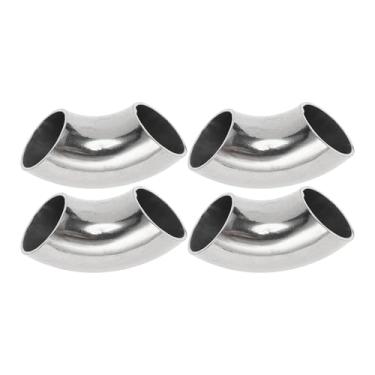 Imagem de Motoforti 4 peças 90 graus mandril curva cotovelo carro modificado tubo de escape tubulação 2.5 cm polegada OD espessura 1,5 mm/16GA 25x63x1,5 mm aço inoxidável 304 tom prata