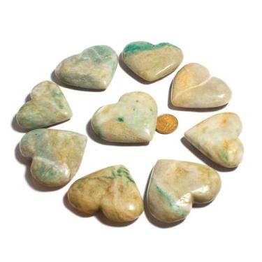 Imagem de 03 Coração Nefrita Pedra Natural 45 a 60mm Média 60g Tipo B - Atacado