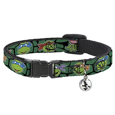 Imagem de Coleira para gatos Breakaway TMNT Teenage Mutant Ninja Turtles Faces Casco de tartaruga verde 20,3 a 30,4 cm de largura