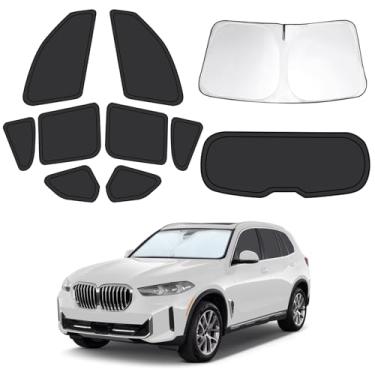 Imagem de 10 peças de persianas de janela de carro para BMW X5 2019-2025, capas de janela de carro completas para privacidade, para-sol para janelas laterais do para-brisa dianteiro traseiro X5 para bloquear UV
