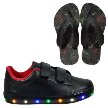 Imagem de Tênis Infantil Masculino Com Led Casual Moderno Confortável Novo +Chin