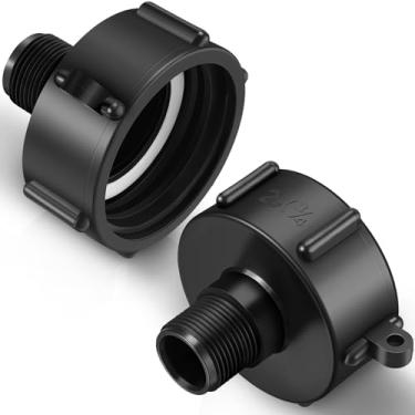 Imagem de 2 peças 275 330 galões IBC adaptador tote 5.1 cm rosca grossa x 3/10.2 cm mangueira de jardim macho IBC encaixe dreno tanque de água adaptador de mangueira