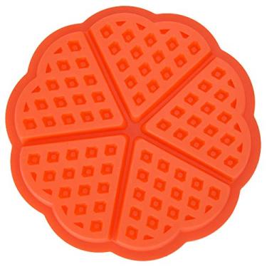 Imagem de 5 Cavity Silicone Waffles Mold Antiaderente Reutilizável Microondas Forno zer Máquina de lavar louça Safe Baking Mould para Bolos Pizza Pão Mousse Pudim de Chocolate Frutas Red (Hjärtformad)