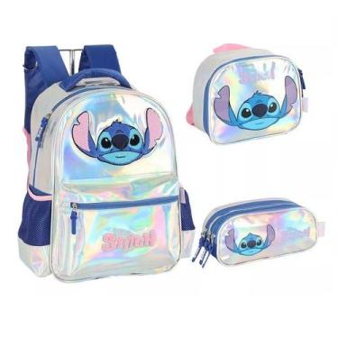 Imagem de Kit Mochila Costas + Lancheira + Estojo STITCH Holografica Luxcel