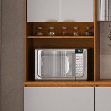 Imagem de Paneleiro 3 Portas 1 Gaveta Nicho para Forno 100% Mdf Lumina Itatiaia Cinamomo/Cinza