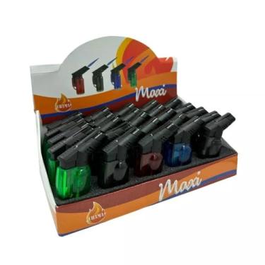 Imagem de Isqueiros Maçarico, Display com 25 Unidades, Cores Sortidas, Chama Ajustável