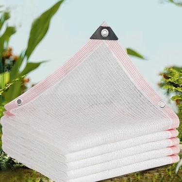 Imagem de WUHUQN Pano de sombra de vento de planta branca com ilhós rede resistente a raios UV tecido protetor solar de jardim rede de sombra 55%-95% rede de taxa de sombreamento para jardim, pátio, gramado ao