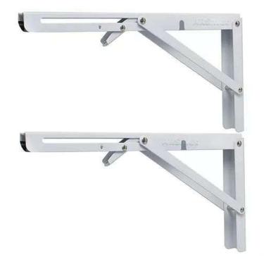 Imagem de Kit 2 Suportes Mão Francesa Dobrável Retrátil Reforçada 34cm