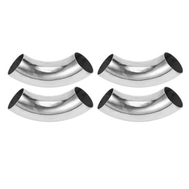 Imagem de Motoforti 4 peças 90 graus mandril curva cotovelo carro modificado tubo de escape tubulação 6.3 cm espessura OD 1,5 mm/16GA 63x230x1,5 mm aço inoxidável 304 tom prata