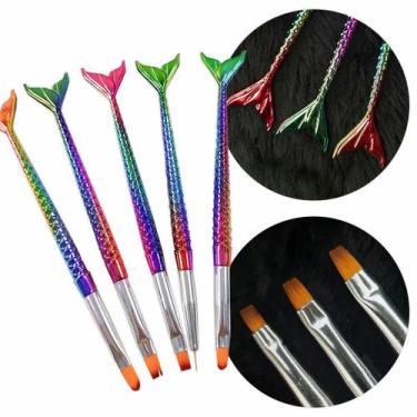 Imagem de Kit 5 Pincéis Sereia Furtacor para Unhas Acrigel Manicure - EUBLO ECOM