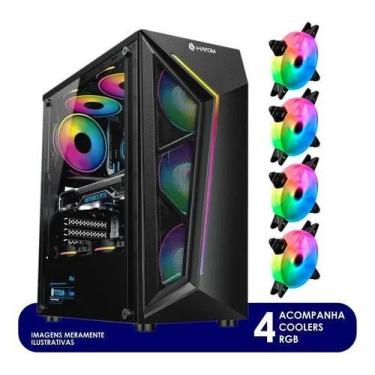 Imagem de Gabinete Gamer Midtower C/3 Fans Cooler Rgb Lateral De Vidro - Hayom