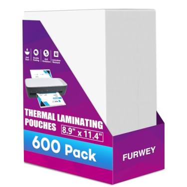 Imagem de FURWEY Pacote com 600 folhas de laminação, 3 mm, 22,6 cm x 29 cm, sacos de laminação térmica, papel laminado para laminador, transparente, tamanho carta, material de escritório e escola